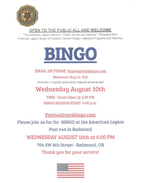 american legion bingo near me.